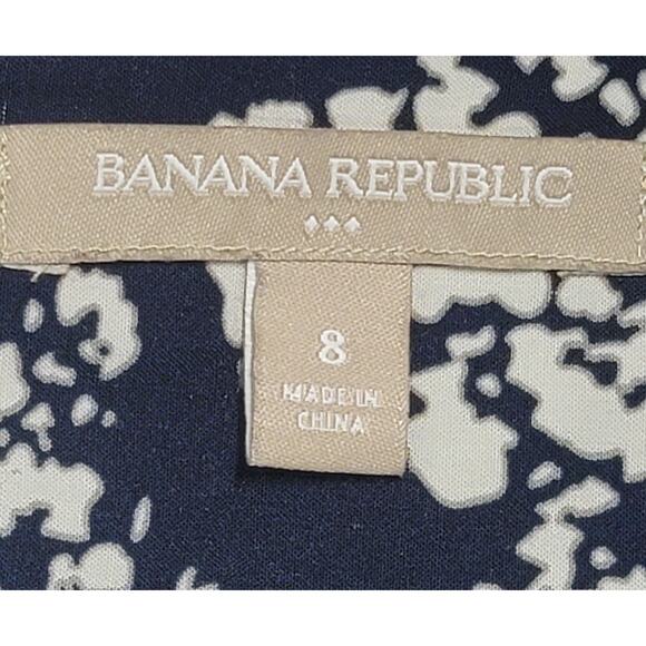 Banana Republic Navy Blue White Floral Print A Line Maxi Skirt 8 Lightweight - Picture 4 of 4